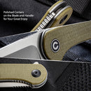 CIVIVI Elementum Flipper Knife Micarta Handle (2.96" D2 Blade) C907S - CIVIVI