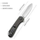CIVIVI Elementum Flipper Knife Micarta Handle (2.96" D2 Blade) C907T - CIVIVI
