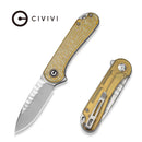 CIVIVI Elementum Flipper Knife Polished Yellow Ultem Handle (2.96" Satin Finished Nitro-V Blade With Rock-Grind Pattern) C18062AM-2 - CIVIVI