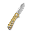 CIVIVI Elementum Flipper Knife Polished Yellow Ultem Handle (2.96" Satin Finished Nitro-V Blade With Rock-Grind Pattern) C18062AM-2 - CIVIVI