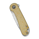 CIVIVI Elementum Flipper Knife Polished Yellow Ultem Handle (2.96" Satin Finished Nitro-V Blade With Rock-Grind Pattern) C18062AM-2 - CIVIVI