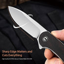 CIVIVI Elementum Flipper Knife Wood Handle (2.96" D2 Blade) C907D - CIVIVI