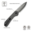CIVIVI Elementum Slip Joint Knife Carbon Fiber Handle (2.96" Damascus Blade) C18062AJ - DS1 - CIVIVI