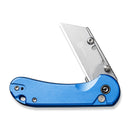 CIVIVI Elementum Utility Thumb Stud & Button Lock Knife Blue Aluminum Handle (2.26" Stonewashed S/S Blade Holder & Plain 6Cr Blade) C23039B-2, With 3Pcs Extra Blades