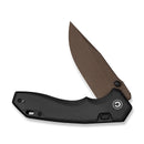 CIVIVI ELITE Brova Thumb Stud & Top Liner Lock Knife Black Aluminum Handle (3.41" Dark Brown Stonewashed CPM S35VN Blade) CE25093-2 - CIVIVI