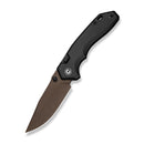 CIVIVI ELITE Brova Thumb Stud & Top Liner Lock Knife Black Aluminum Handle (3.41" Dark Brown Stonewashed CPM S35VN Blade) CE25093-2 - CIVIVI
