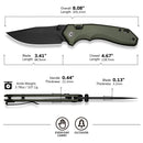CIVIVI ELITE Brova Thumb Stud & Top Liner Lock Knife Forest Green Aluminum Handle (3.41" Black Stonewashed CPM S35VN Blade) CE25093-3 - CIVIVI