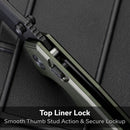 CIVIVI ELITE Brova Thumb Stud & Top Liner Lock Knife Forest Green Aluminum Handle (3.41" Black Stonewashed CPM S35VN Blade) CE25093-3 - CIVIVI