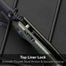 CIVIVI ELITE Brova Thumb Stud & Top Liner Lock Knife Forest Green Aluminum Handle (3.41" Black Stonewashed CPM S35VN Blade) CE25093-3 - CIVIVI
