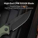 CIVIVI ELITE Brova Thumb Stud & Top Liner Lock Knife Forest Green Aluminum Handle (3.41" Black Stonewashed CPM S35VN Blade) CE25093-3 - CIVIVI