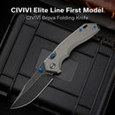 CIVIVI ELITE Brova Thumb Stud & Top Liner Lock Knife Gray Aluminum Handle (3.41" Black Stonewashed CPM S35VN Blade) CE25093-1 - CIVIVI