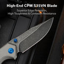 CIVIVI ELITE Brova Thumb Stud & Top Liner Lock Knife Gray Aluminum Handle (3.41" Black Stonewashed CPM S35VN Blade) CE25093-1 - CIVIVI