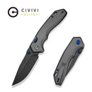 CIVIVI ELITE Brova Thumb Stud & Top Liner Lock Knife Gray Aluminum Handle (3.41" Black Stonewashed CPM S35VN Blade) CE25093-1 - CIVIVI