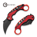 CIVIVI Entelodon Flipper & Button Lock Knife Black Aluminum & Red G10 Handle (2.6" Black Stonewashed 14C28N Blade) C25064 Sample1 - CIVIVI