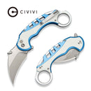 CIVIVI Entelodon Flipper & Button Lock Knife Blue Aluminum & White G10 Handle (2.6" Satin Finished 14C28N Blade) C25064 Sample2 - CIVIVI