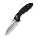CIVIVI Faeger Flipper & Thumb Stud & Button Lock Knife Milled Black G10 Handle (2.98" Satin Finished 14C28N Blade) C24031 - 1