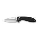 CIVIVI Faeger Flipper & Thumb Stud & Button Lock Knife Milled Black G10 Handle (2.98" Satin Finished 14C28N Blade) C24031 - 1