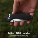 CIVIVI Faeger Flipper & Thumb Stud & Button Lock Knife Milled Black G10 Handle (2.98" Satin Finished 14C28N Blade) C24031 - 1