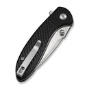 CIVIVI Faeger Flipper & Thumb Stud & Button Lock Knife Milled Black G10 Handle (2.98" Satin Finished 14C28N Blade) C24031 - 1