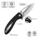 CIVIVI Faeger Flipper & Thumb Stud & Button Lock Knife Milled Black G10 Handle (2.98" Satin Finished 14C28N Blade) C24031 - 1