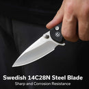 CIVIVI Faeger Flipper & Thumb Stud & Button Lock Knife Milled Black G10 Handle (2.98" Satin Finished 14C28N Blade) C24031 - 1