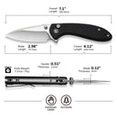 CIVIVI Faeger Flipper & Thumb Stud & Button Lock Knife Milled Black G10 Handle (2.98" Satin Finished 14C28N Blade) C24031 - 1