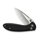 CIVIVI Faeger Flipper & Thumb Stud & Button Lock Knife Milled Black G10 Handle (2.98" Satin Finished 14C28N Blade) C24031 - 1
