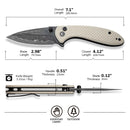 CIVIVI Faeger Flipper & Thumb Stud & Button Lock Knife Milled Ivory G10 Handle (2.98" Damascus Blade) C24031 - DS1