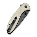 CIVIVI Faeger Flipper & Thumb Stud & Button Lock Knife Milled Ivory G10 Handle (2.98" Damascus Blade) C24031 - DS1