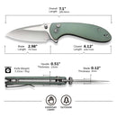 CIVIVI Faeger Flipper & Thumb Stud & Button Lock Knife Milled Natural G10 Handle (2.98" Satin Finished 14C28N Blade) C24031 - 3