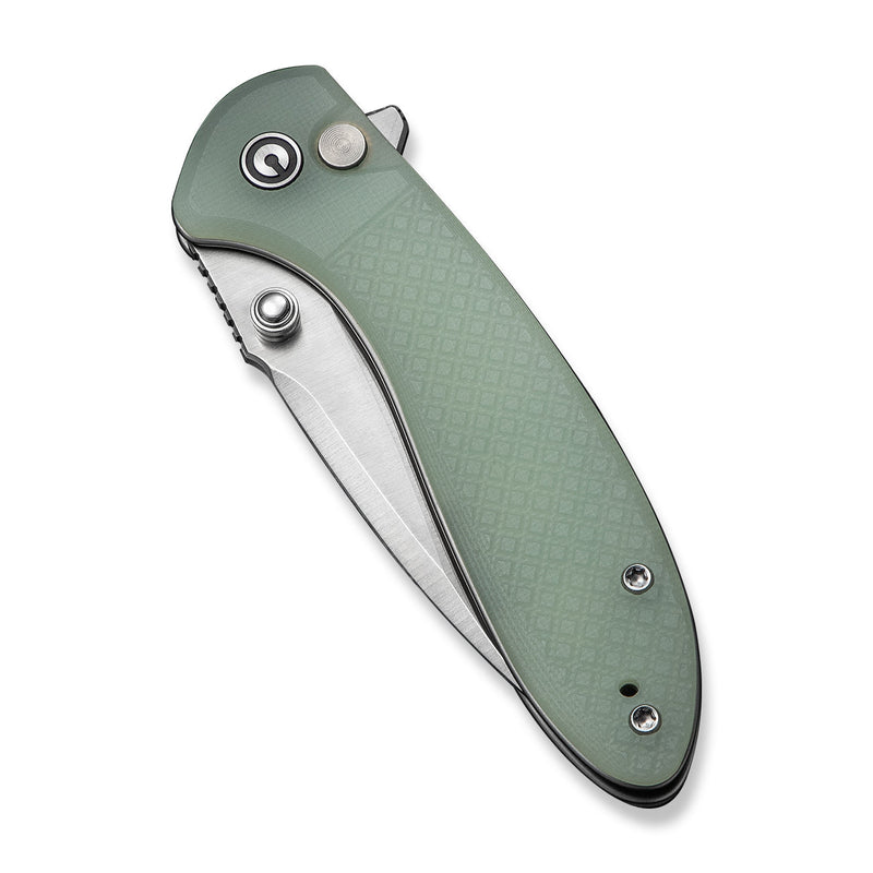 CIVIVI Faeger Flipper & Thumb Stud & Button Lock Knife Milled Natural G10 Handle (2.98" Satin Finished 14C28N Blade) C24031 - 3
