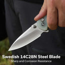 CIVIVI Faeger Flipper & Thumb Stud & Button Lock Knife Milled Natural G10 Handle (2.98" Satin Finished 14C28N Blade) C24031 - 3