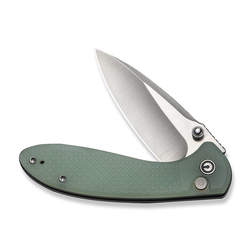 CIVIVI Faeger Flipper & Thumb Stud & Button Lock Knife Milled Natural G10 Handle (2.98" Satin Finished 14C28N Blade) C24031 - 3