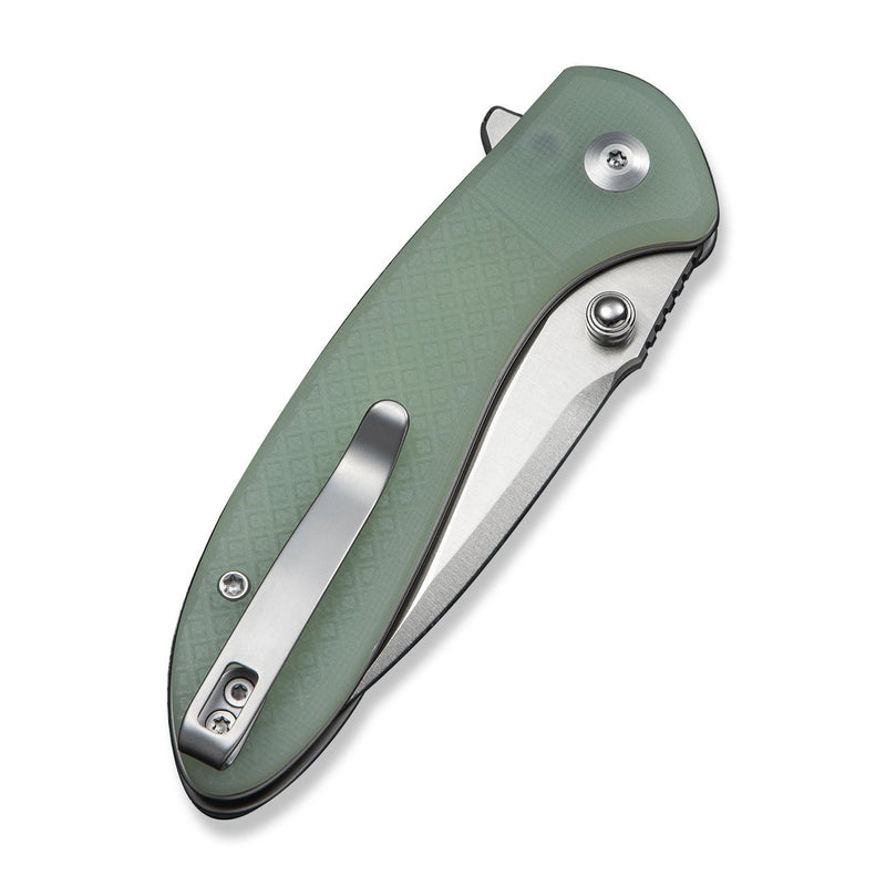 CIVIVI Faeger Flipper & Thumb Stud & Button Lock Knife Milled Natural G10 Handle (2.98" Satin Finished 14C28N Blade) C24031 - 3