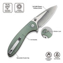 CIVIVI Faeger Flipper & Thumb Stud & Button Lock Knife Milled Natural G10 Handle (2.98" Satin Finished 14C28N Blade) C24031 - 3
