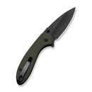 CIVIVI Faeger Flipper & Thumb Stud & Button Lock Knife Milled OD Green G10 Handle (2.98" Black Stonewashed 14C28N Blade) C24031 - 2