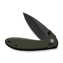 CIVIVI Faeger Flipper & Thumb Stud & Button Lock Knife Milled OD Green G10 Handle (2.98" Black Stonewashed 14C28N Blade) C24031 - 2