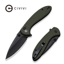 CIVIVI Faeger Flipper & Thumb Stud & Button Lock Knife Milled OD Green G10 Handle (2.98" Black Stonewashed 14C28N Blade) C24031 - 2
