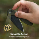 CIVIVI Faeger Flipper & Thumb Stud & Button Lock Knife Milled OD Green G10 Handle (2.98" Black Stonewashed 14C28N Blade) C24031 - 2