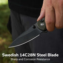 CIVIVI Faeger Flipper & Thumb Stud & Button Lock Knife Milled OD Green G10 Handle (2.98" Black Stonewashed 14C28N Blade) C24031 - 2