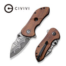 CIVIVI Gordo Flipper & Thumb Stud Knife Wood Handle (2.51" Damascus Blade) C22018C - DS1 - CIVIVI
