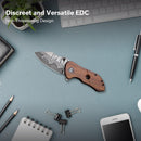 CIVIVI Gordo Flipper & Thumb Stud Knife Wood Handle (2.51" Damascus Blade) C22018C - DS1 - CIVIVI