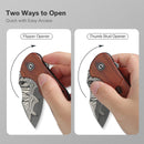 CIVIVI Gordo Flipper & Thumb Stud Knife Wood Handle (2.51" Damascus Blade) C22018C - DS1 - CIVIVI