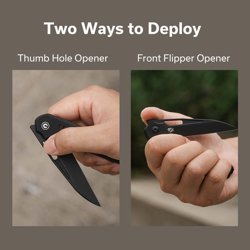 CIVIVI Guile Front Flipper & Thumb Hole Knife G10 Handle (3.25" 14C28N Blade) C24062B - 1