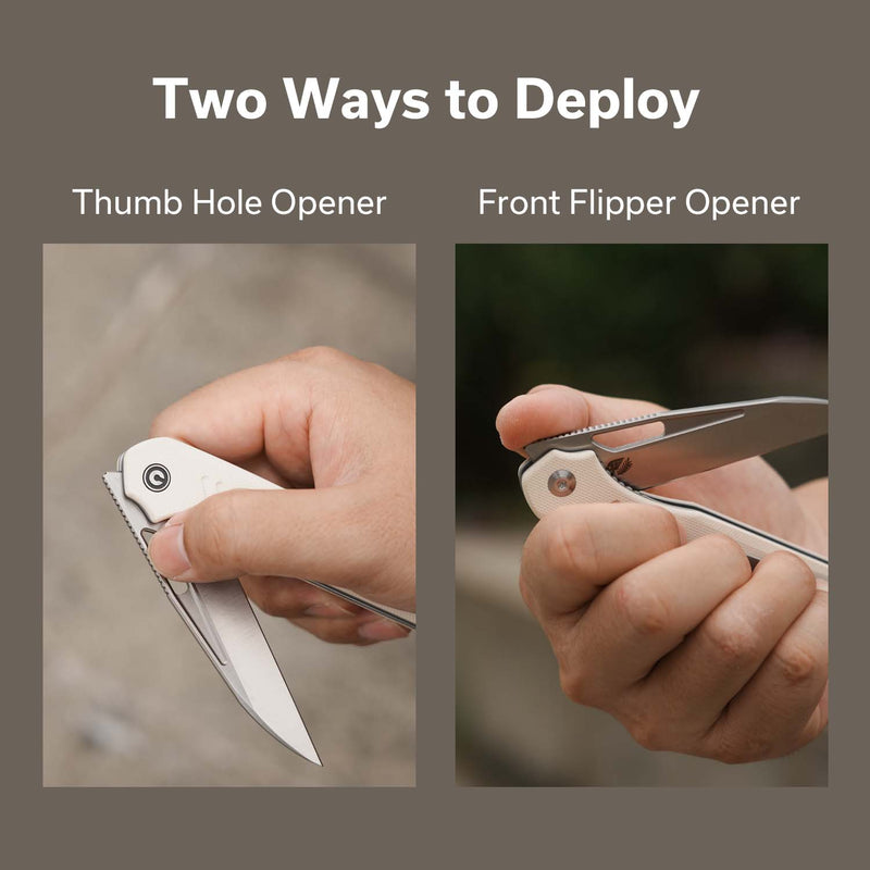 CIVIVI Guile Front Flipper & Thumb Hole Knife G10 Handle (3.25" 14C28N Blade) C24062B - 3