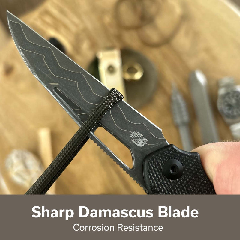 CIVIVI Guile Front Flipper & Thumb Hole Knife Micarta Handle (3.25" Damascus Blade) C24062B - DS1