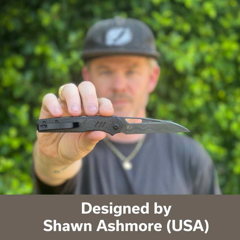 CIVIVI Guile Front Flipper & Thumb Hole Knife Micarta Handle (3.25" Damascus Blade) C24062B - DS1