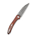 CIVIVI Hadros Thumb Stud Knife Wood Handle (3.35" Damascus Blade) C20004 - DS1 - CIVIVI