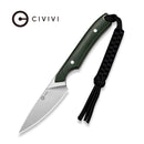 CIVIVI High Grass Field Knife Green Canvas Micarta Handle (3.0" Satin Finished 14C28N Blade) C25084 Sample2, With 1PC Black Lanyard, Black Kydex Sheath & T - Clip - CIVIVI