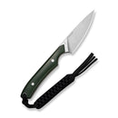 CIVIVI High Grass Field Knife Green Canvas Micarta Handle (3.0" Satin Finished 14C28N Blade) C25084 Sample2, With 1PC Black Lanyard, Black Kydex Sheath & T - Clip - CIVIVI